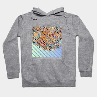 Blue Gradient Floral abstract illustration truck art Hoodie